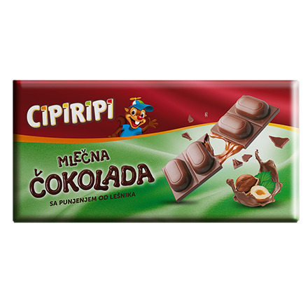 CIPIRIPI mlečna čokolada sa punjenjem od lešnika 100g 