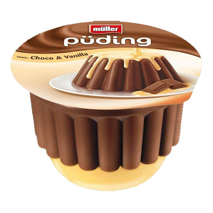 MULLER puding čokolada preliv vanila 450 g